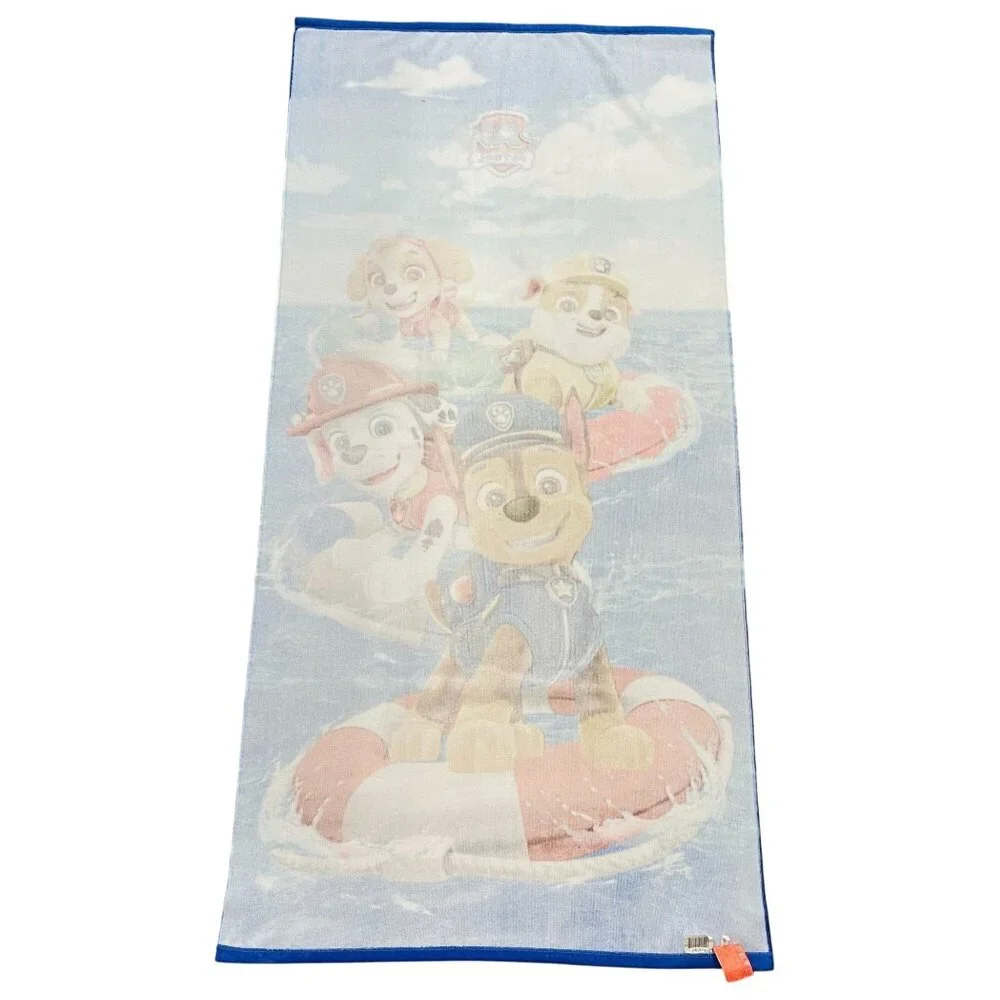 Paw Patrol Kids Beach Towel With Chase, Rubble, Marshall & Skye Design